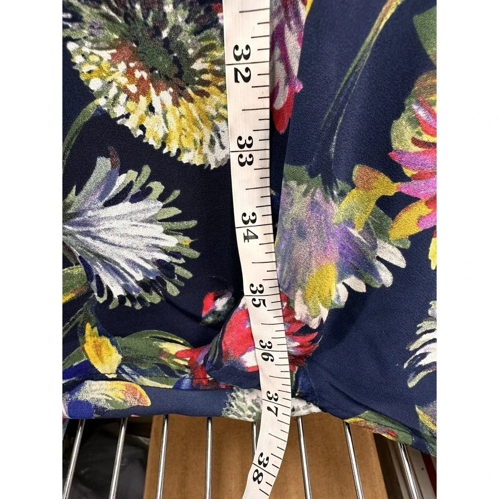 J. Crew Floral Mini Dress Women Sz‎ 10 Navy Blue Long Sleeves